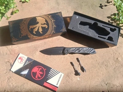 🔥 Microtech Anax Pocket Knife /Titanium Frame w Carbon Fiber/ Partial Serrated  - Image 1 of 4