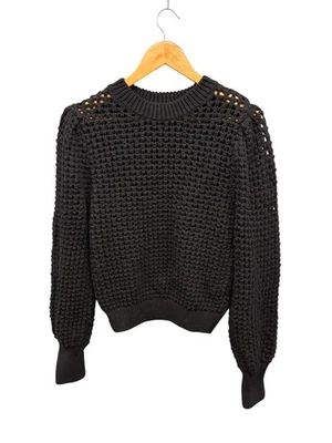 Suéter Pullover Zara Mujer Pequeño Negro Tejido Manga Larga Mezcla Algodón Foto 1 de 4