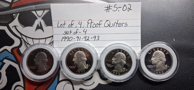 Lot Of.4. Proof Qurters Set of 4 Coins. 1990-91-92-93 , not silver. #S-02 🎇 - Image 1 of 4