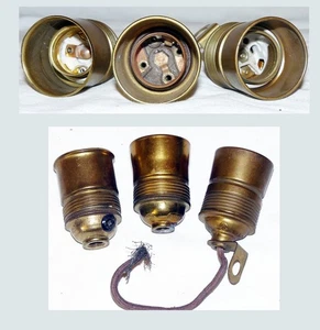 3x Alte Fassung E27  Lampenfassung Messing - Bild 1 von 1