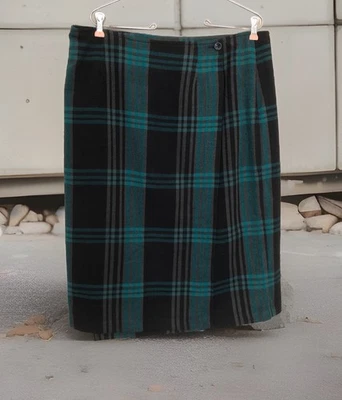 Cato прямой надежном юбка размер 14 (L) бирюзовый зеленый черный клетку ниже колена - Изображение 1 из 4
