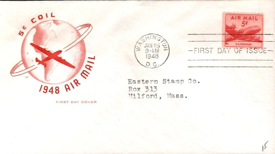 SCOTT#: C37 DC-4 SKYMASTER 5¢ JAN 15 1948 WASHINGTON DC FIRST DAY COVER FDC BX7 - Image 1 of 1