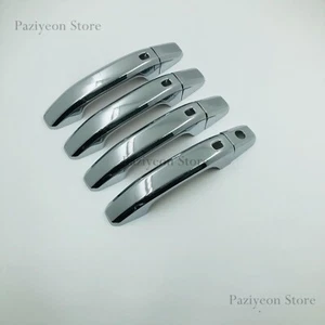 Chrome For 2014-2024 GMC Sierra Chevy Silverado Door Handle Covers W/4 Smart Key - Foto 1 di 3