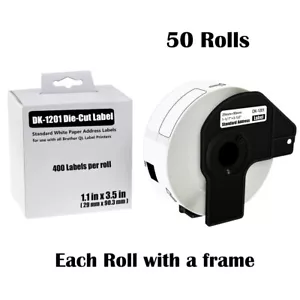 Dirección de papel estándar 50 rollos 1,1""x3,5"" 400 etiquetas para Brother QL-1050 DK-1201 - Imagen 1 de 18