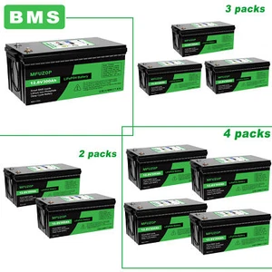  1/2/3/4pack LiFePO4 Lithium Batterie 12V300Ah Akku BMS Zyklen Wohnmobil Boot RV - Bild 1 von 20
