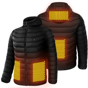 Men Heated Puffer Jacket Electric Heating Coat Insulated Hood Windbreaker 9Heat - Picture 1 of 21
