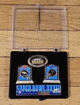 Juego de 3 prendedores conmemorativos del Super Bowl XXXIII Broncos Falcons 1999 460/5.000 Foto 1 de 4