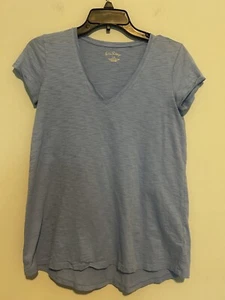 Lilly Pulitzer Etta V-Neck Top Short Sleeve  Blue Size XS 100% Cotton - Picture 1 of 3
