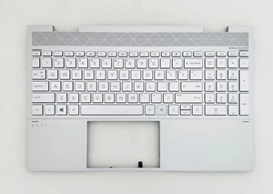 New HP Envy X360 15-ED Silver Palmrest Cover & Keyboard Backlit L93226-001 - Picture 1 of 4
