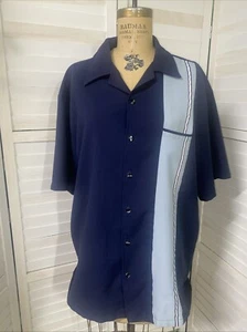 Vintage Anchor Black Blue Button Up Shirt Men’s Tony Soprano Cubana Sz XL - Picture 1 of 9