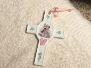 ENESCO PRECIOUS MOMENTS Christmas CROSS ORNAMENT 1991 SAMUEL J BUTCHER - Picture 1 of 4
