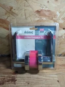 Ikonic Ashlee Entrance Set Chrome Metal Door Handles New - Picture 1 of 5