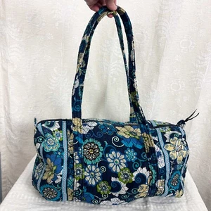 Vera Bradley blue mod floral Small duffel bag weekender quilted cotton 9x9x18" - Picture 1 of 9