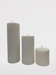 Set of 3 Bone White Assorted Soy Wax Pillar Candles - Picture 1 of 1