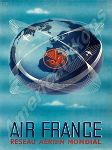 Air France New Metal Sign: Reseau Aerian Mondial - Free Shipping - 9 x 12" - Picture 1 of 1
