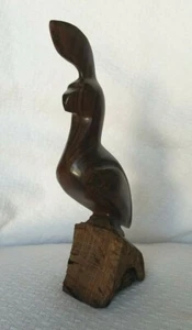Quail Figurine Hand Carved Wood 8.50" Tall 2.25" Across 5" Long - Picture 1 of 6