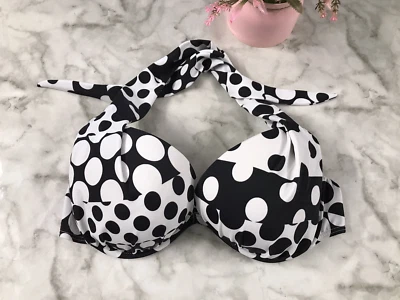 Top de bikini Venus azul y blanco - D - Halterties acolchados ajustables alrededor del cuello Foto 1 de 4