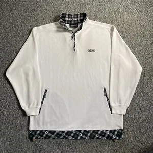 Vintage Adidas 90s Tennis 1/4 Zip Sweatshirt Retro weiß Waffel Pullover Herren Large - Bild 1 von 7