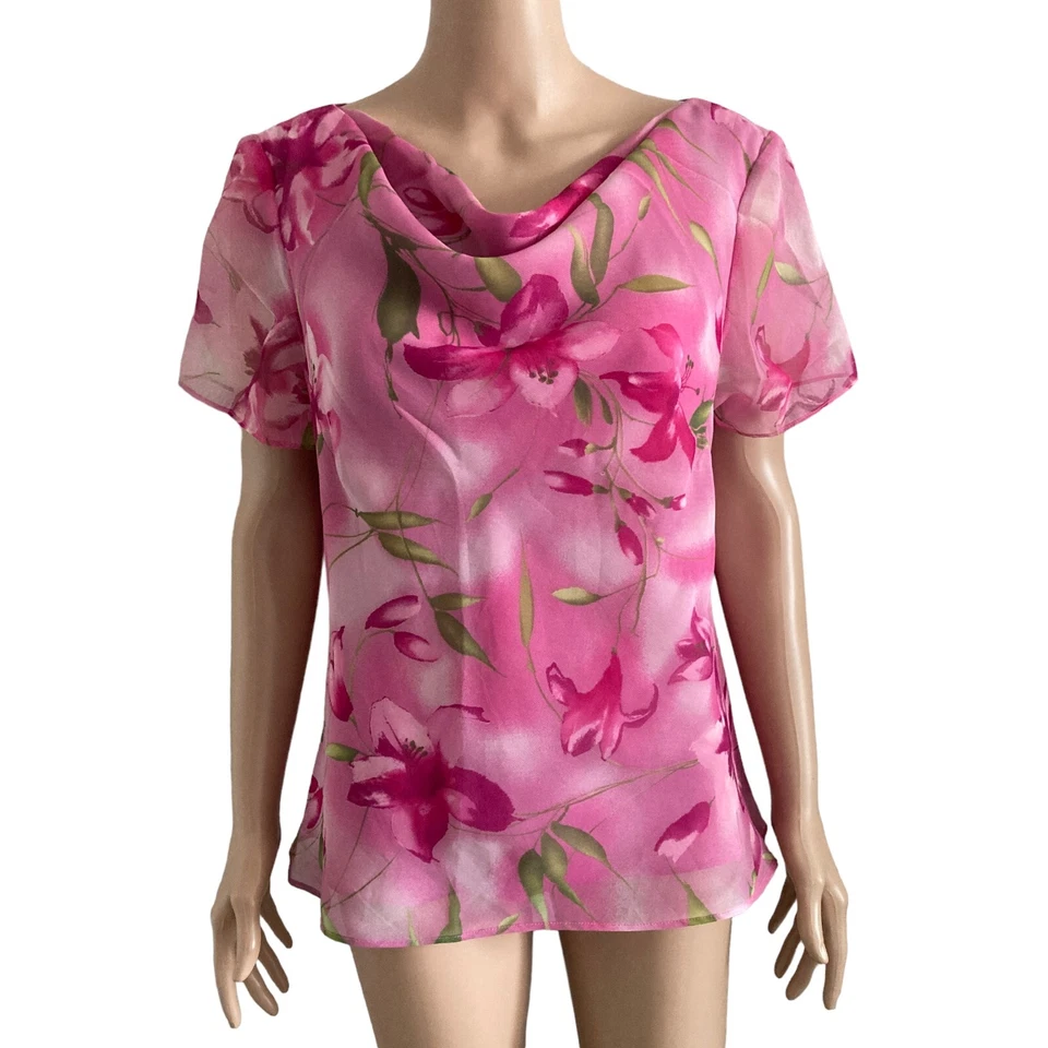 Блузка женская Studio 1 16 розовый цветочный пуловер легкий большой размер - Изображение 1 из 4