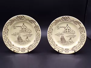 2 seltene 1955 Royal China Sebring OH BUCKS COUNTY Brot Dessert Teller 6-3/8" C25 - Bild 1 von 6