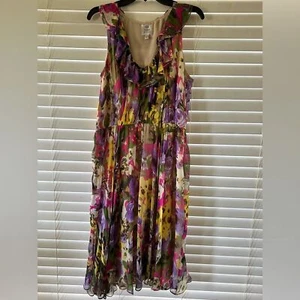 Suzi Chin for Maggy Boutique Women’s dress Size 14 100% Silk Floral Maxi Dress - Picture 1 of 8