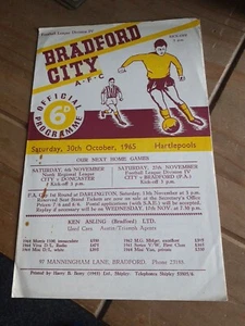 1965-66 BRADFORD CITY v HARTLEPOOL UNITED 30/10/1965 - Picture 1 of 7