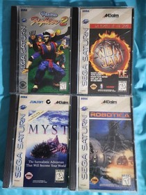 Sega Saturn Bundle NBA Jam T.E. Virtua Fighter 2 Myst Robotica CIB Free Shipping