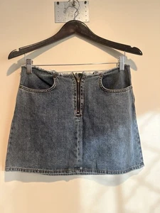Y2K Kaugummi Jeans Minirock Gr. 5/6 Shorts Reißverschluss Baumwolle Denim USA 90er Strand Indie - Bild 1 von 11