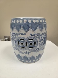 Taburete de jardín Chinoiserie azul blanco flujo porcelana china de colección asiento soporte para plantas - Imagen 1 de 10