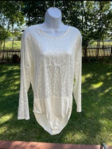 Lace Bodysuit  X-Large Womens Long Sleeve Ivory Worthington - Picture 1 of 10