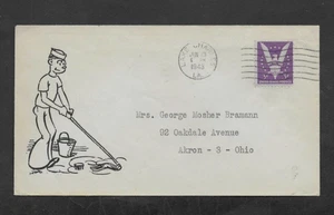 USA 1943 WWII COMIC ART COVER 3c 'WIN THE WAR' STAMP 'LAKE CHARLES' D/S - Picture 1 of 2