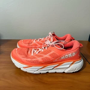 Hoka One One Women's Clifton 2 Bright Orange Coral Running Athletic Tennis Shoe - Picture 1 of 9