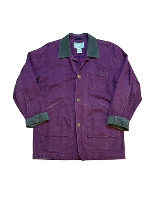 L.L. Abrigo de Granero de Caza Bean Para Hombres Borgoña Forro a Cuadros Botón Frontal Pana L Foto 1 de 4