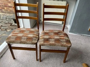 1970s Vintage Retro Dinning Room Teak Chairs Pair Great for Up Cycling. - Picture 1 of 3
