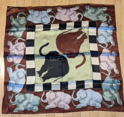 Bufanda Jim Thompson 100% Seda Vintage Motivo Elefante 34x34 Hecha en Tailandia, NUEVA Foto 1 de 4