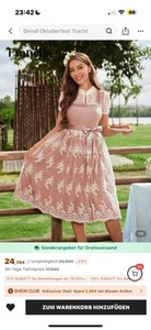 Damen Dirndl S Rosa Oktoberfest Fasching Party ohne Bluse Schürze angenäht - Bild 1 von 1