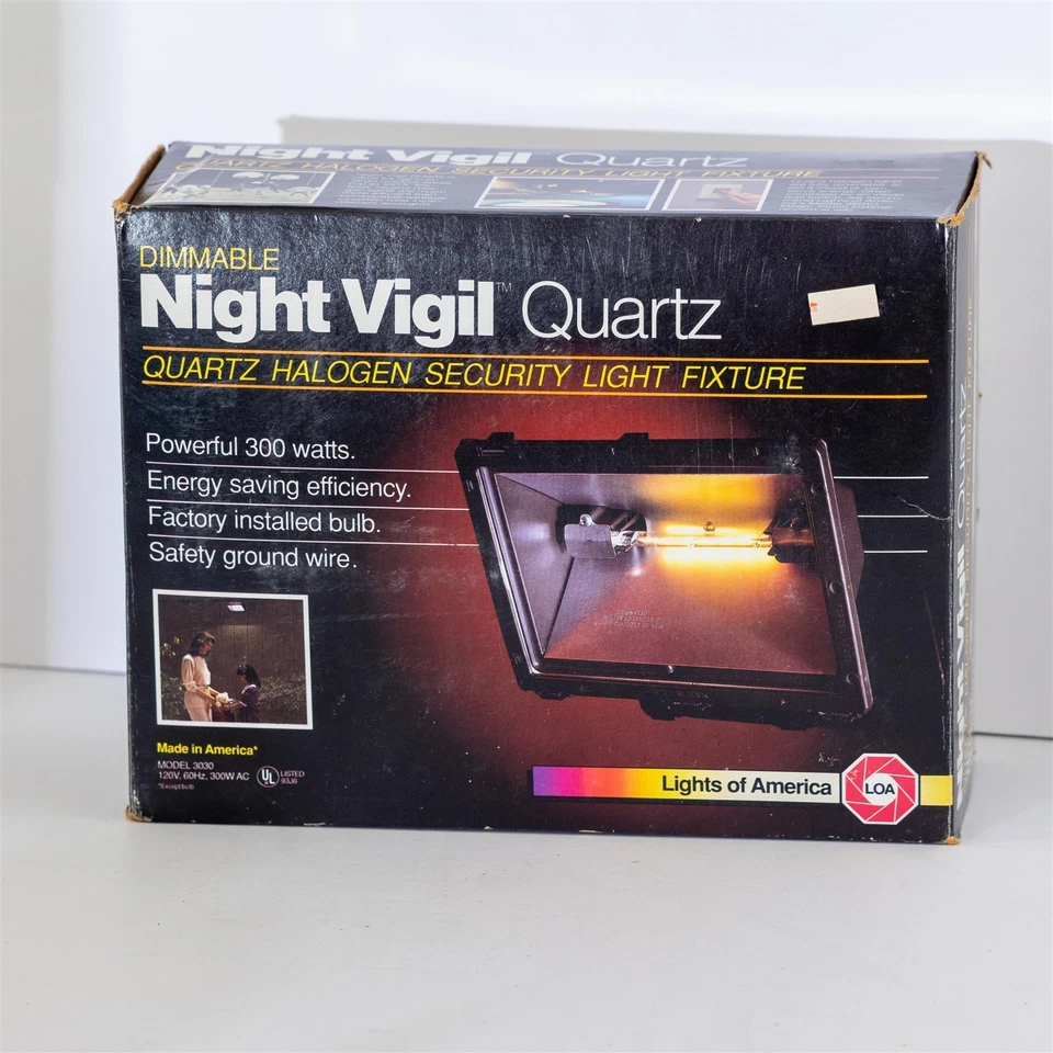Lámpara halógena de seguridad exterior de cuarzo vigilia nocturna vintage de los años 80 hecha en EE. UU. Foto 1 de 4