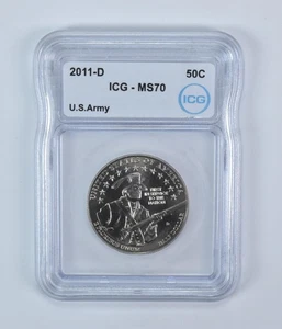 2011-D US Army Commemorative Half Dollar MS70 ICG - Picture 1 of 5
