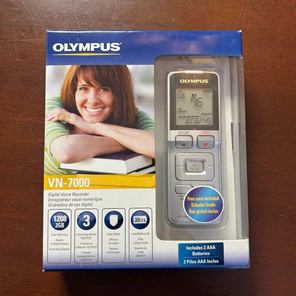 Grabadora de voz digital Olympus VN-7000 genuina 2 GB 1208 horas nueva sellada Foto 1 de 4