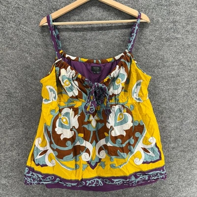 Top Nicole Miller para mujer XL amarillo geométrico cuello en V sin mangas correa de espagueti Foto 1 de 4