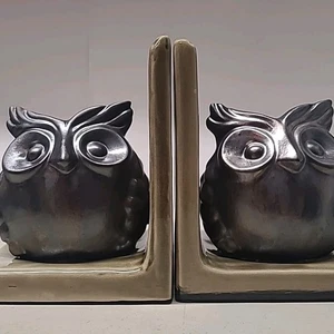 Set of OWLS Bird Bookends Set Heavy Resin Home Deco Books - Picture 1 of 6