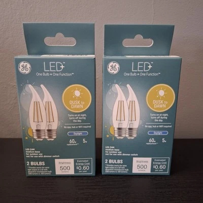 GE LED+ Dusk To Dawn Light Bulbs 60w - Built In Light Sensor -  (2) 2pk Boxes - Image 1 of 3