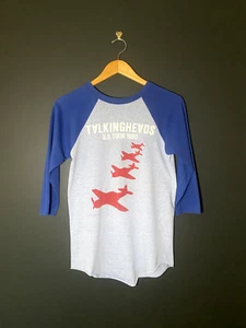 Vintage 1980 Talking Heads 3/4 length Tour T-shirt Blue and Red Size M - Picture 1 of 4