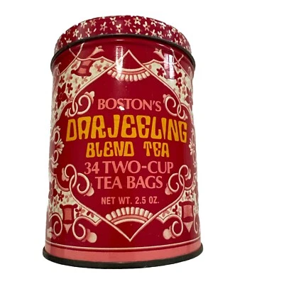 Antigo Boston's Darjeeling Chá Metal Estanho Floral Retrô Kitschy Tigre Rosa 5” - Imagem 1 de 4