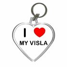 I Love My Visla - Clear Plastic Heart Shaped Key Ring New