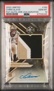 CHRIS OLAVE 2022 LIMITED HOLOGRAPHIC JUMBO PATCH AUTO RC #D 5/29 PSA 10 POP 2 - Picture 1 of 2