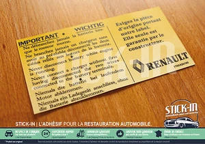 Autocollant Stickers Renault Exigez Pièce Origine Clio Williams 16S 16V Batterie - Imagen 1 de 4
