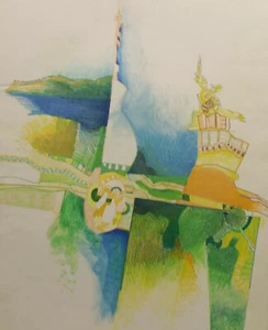 " Abstrakt Mystiks Phantansie "Aquarell / Mischtechnik. zuschreib,.Sepp Wurster - Bild 1 von 2