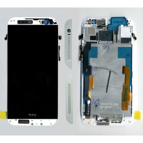 DISPLAY LCD ASSEMBLATO COMPLETO FRAME vetrino touchscreen per HTC One M8 BIANCO  - Immagine 1 di 1