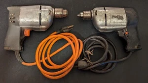 2 Power Drill 3/8" Black Decker Chuck Key Tool Electric Corded Lot Set Working - Picture 1 of 14